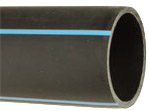 HDPE100 SDR11, PN16, černá barva s modrým pruhem